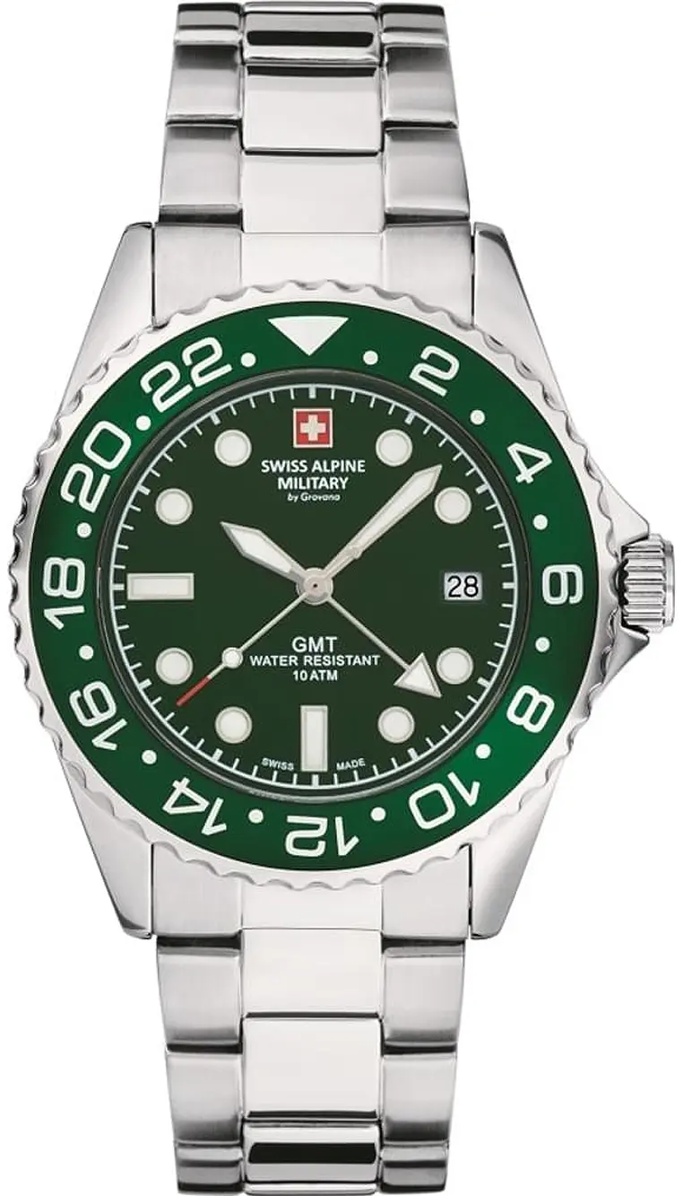 Swiss Alpine Military Swiss Alpine Military Herreklokke 7052.1134 GMT Grønn/Stål Ø42 mm