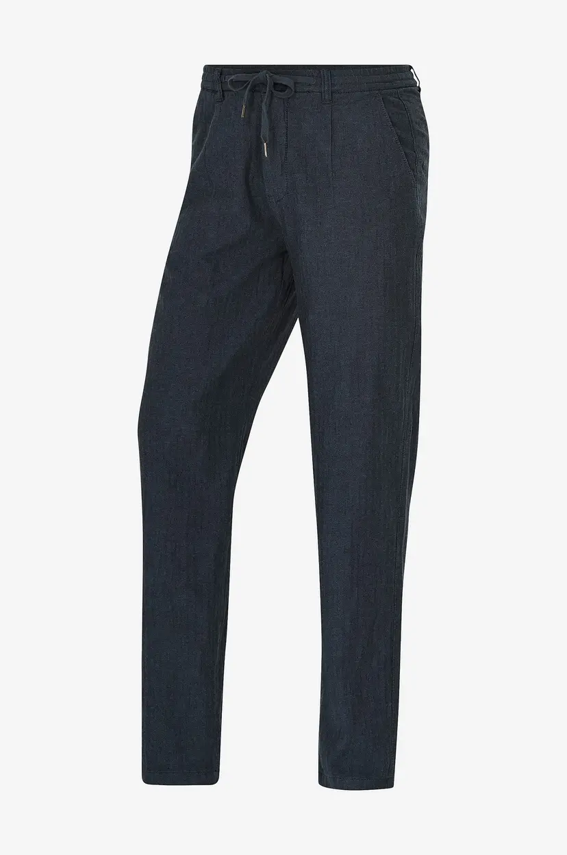 Lindbergh Bukser Linen Blend Herringbone Pants - Blå
