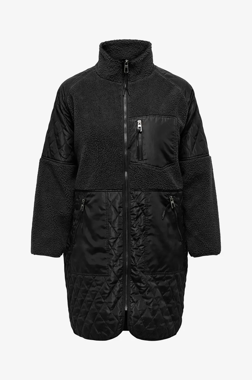 Only Carmakoma Kåpe Carohio Quilt Mix Fleece Coat Otw - Svart