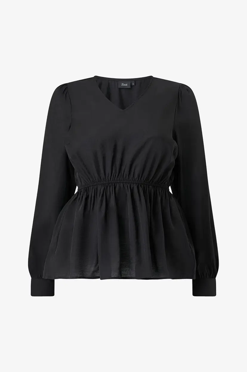 Zizzi Bluse Mdonna, L/S, Blouse - Svart