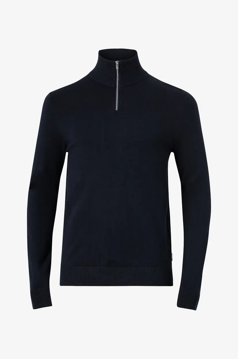 Lindbergh Genser Half Zip Melange Knit - Blå