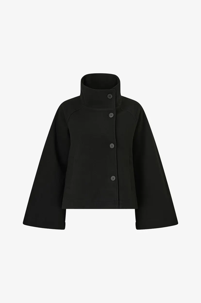 Gina Tricot Jakke Wide Sleeve Felt Jacket - Svart