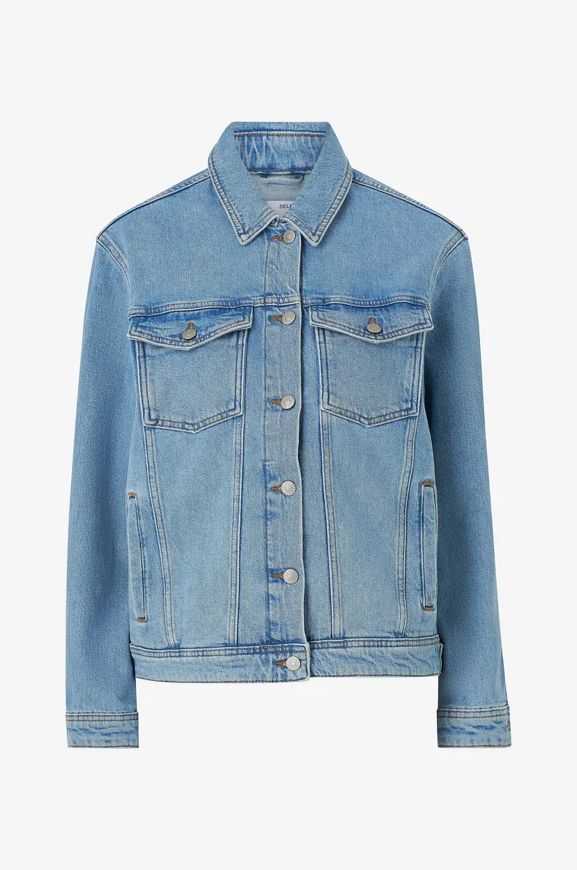 Selected Women Denim jakke slfAlice LS Light Blue Denim Jacket - Blå