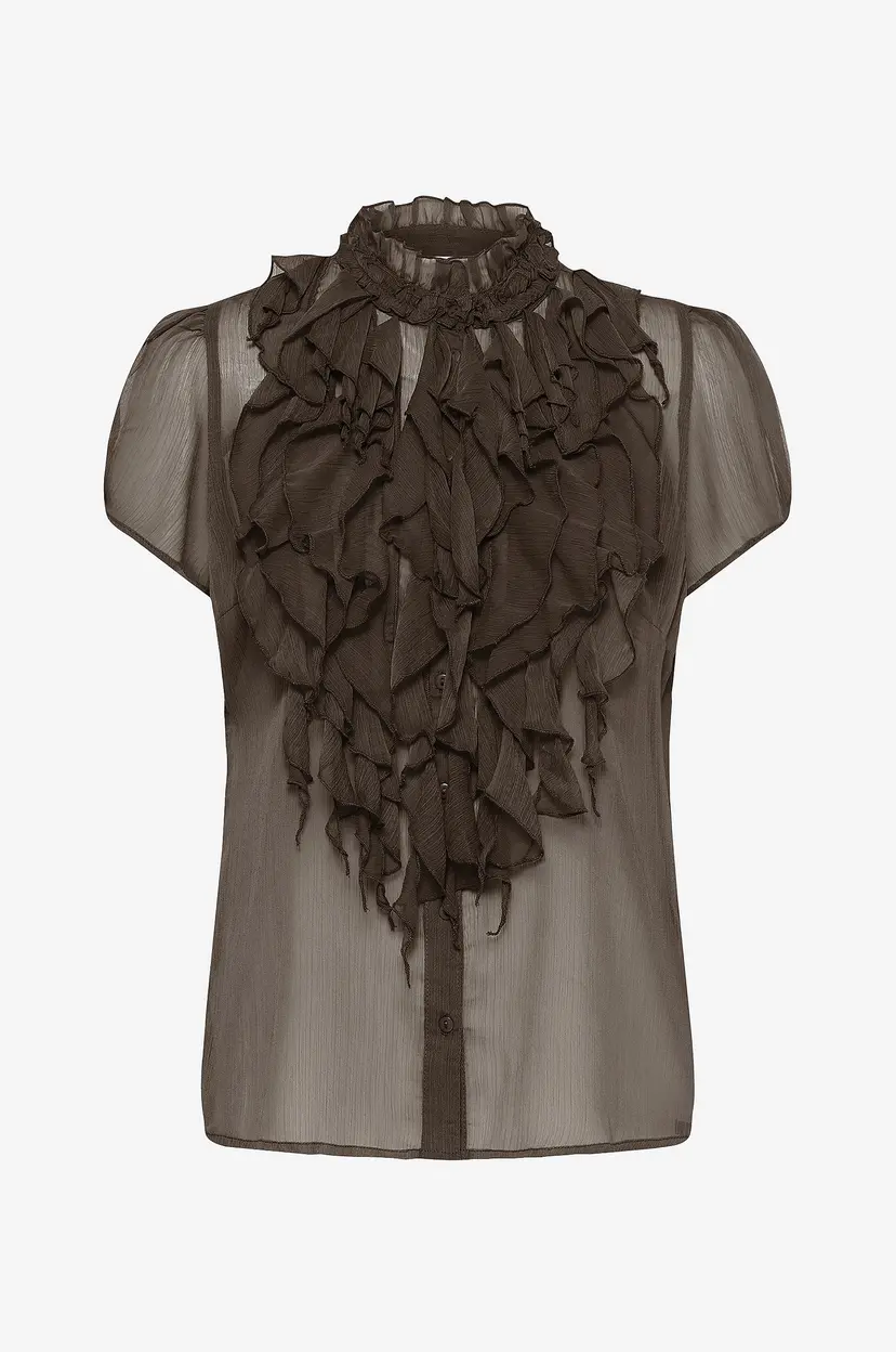 Saint Tropez Bluse LiljaSZ Crinkle SS Shirt - Brun