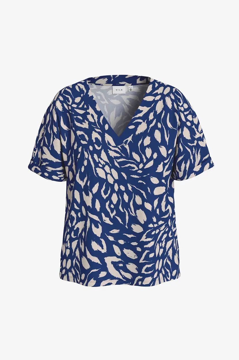 Vila Topp viLaya Bea V-neck S/S Top - Blå
