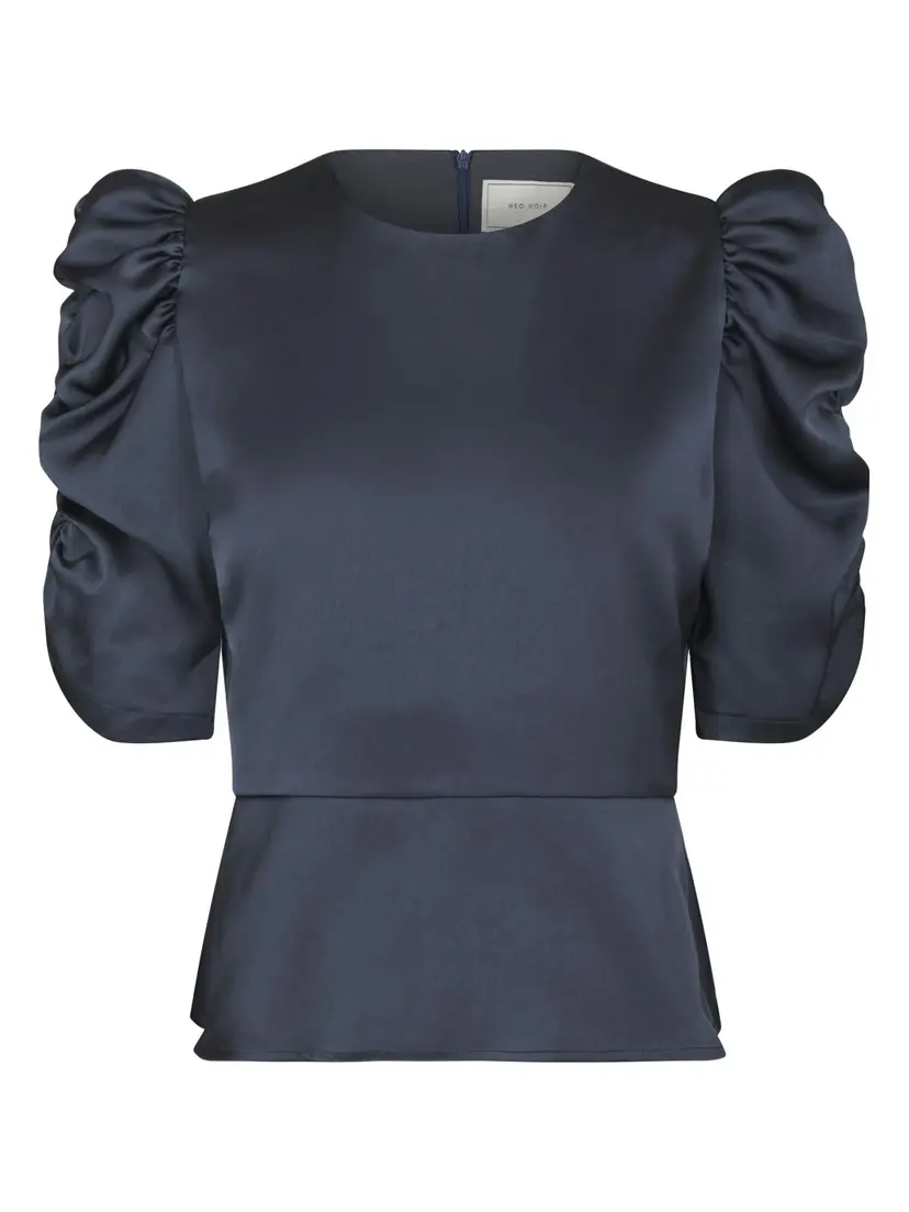 Neo Noir Benua Heavy Sateen Blouse - Midnight Blue