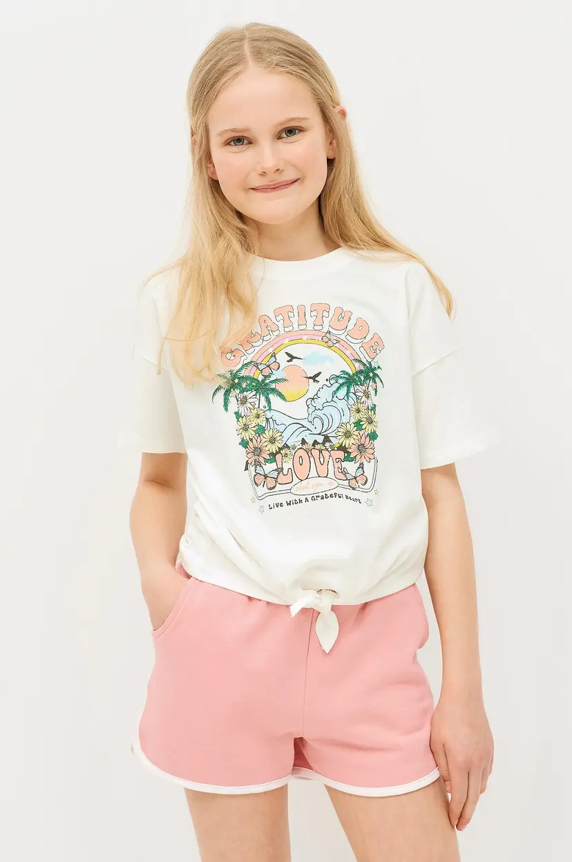 Ellos Collection Sett Nathalie med topp og sweatshorts - Hvit