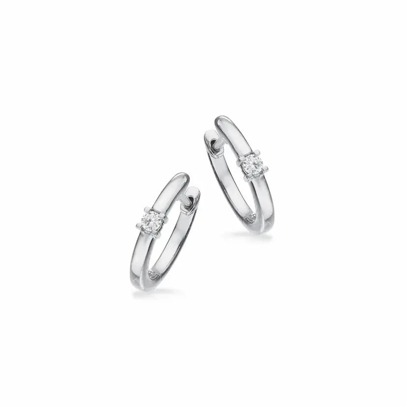 Kleopatra Kleopatra - 14 karat hvidguld clip creoler med diamanter, 0,07ct - 1146,07