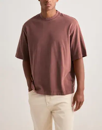 Selected Men Selected Men Slhboxycory Ss O-Neck Tee Oversized t-shirts Brun