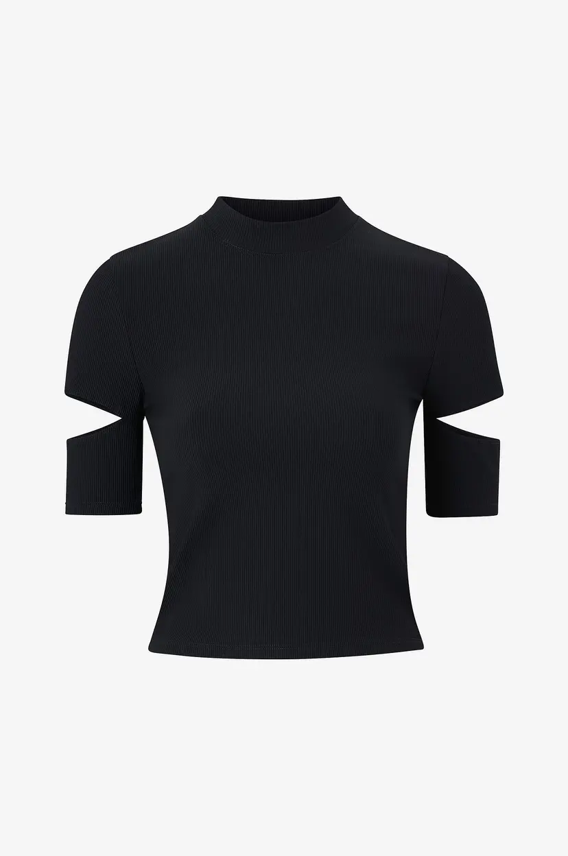 Aim'n Topp Ribbed Performance Cut-out Top - Svart