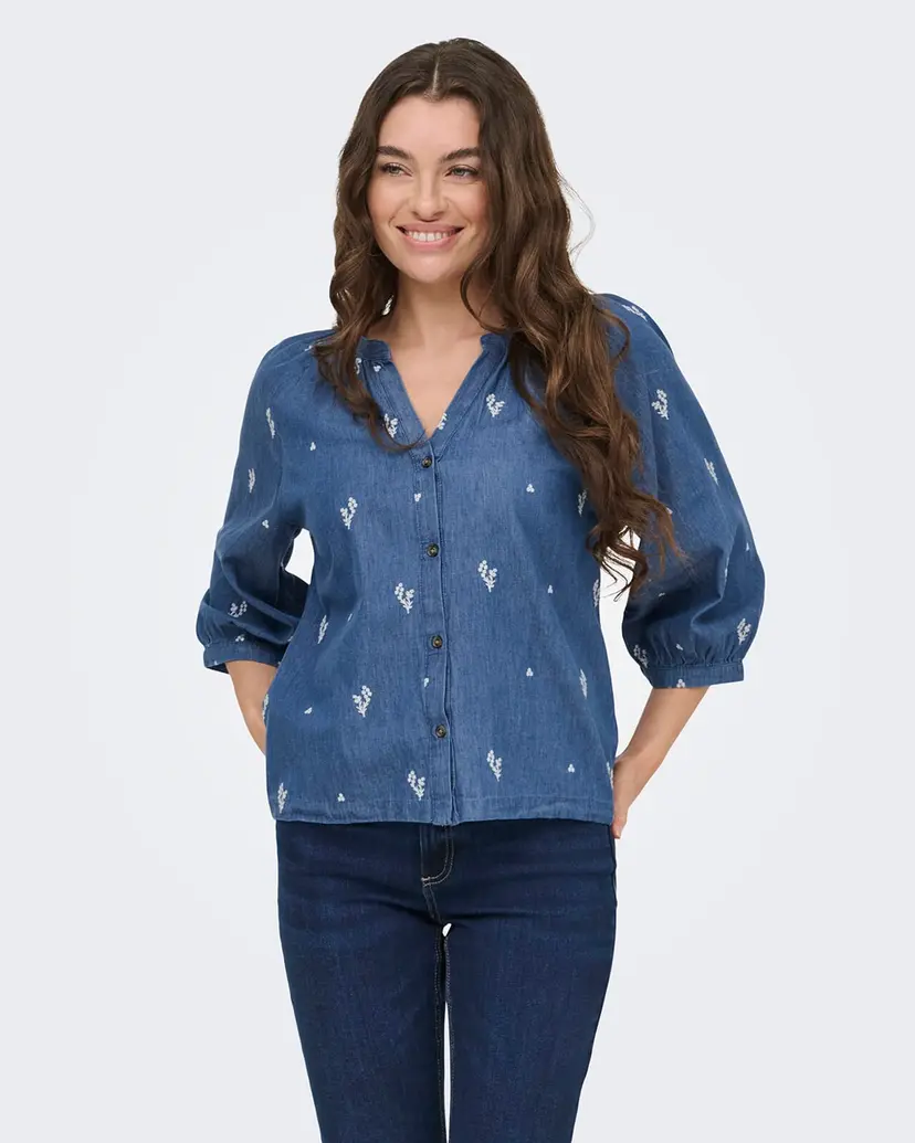 JDY Bluse Kai - Blå - Str XS