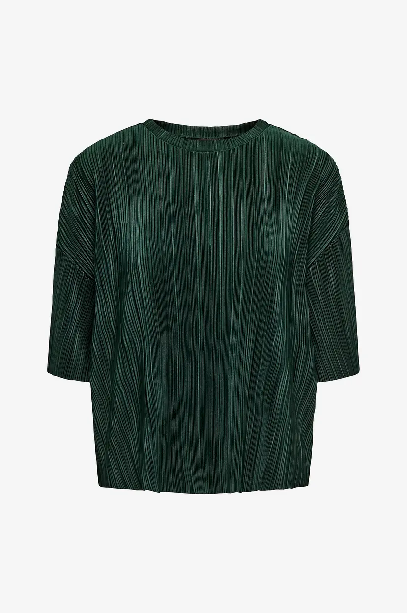 Only Carmakoma Topp carRavenna S/S Plisse - Grønn