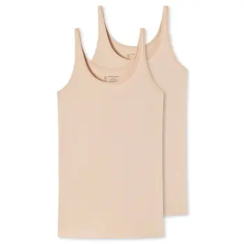 Schiesser Schiesser 2P 95-5 Organic Tank Top Beige bomull 34 Dame