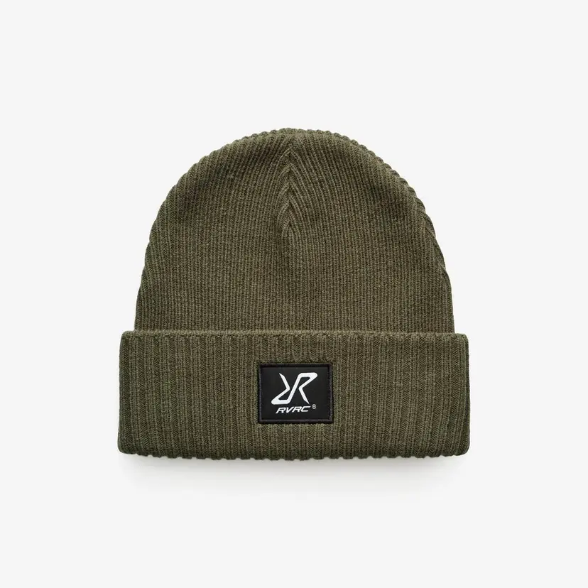 RevolutionRace Ribbed Patch Beanie Unisex Forest Night