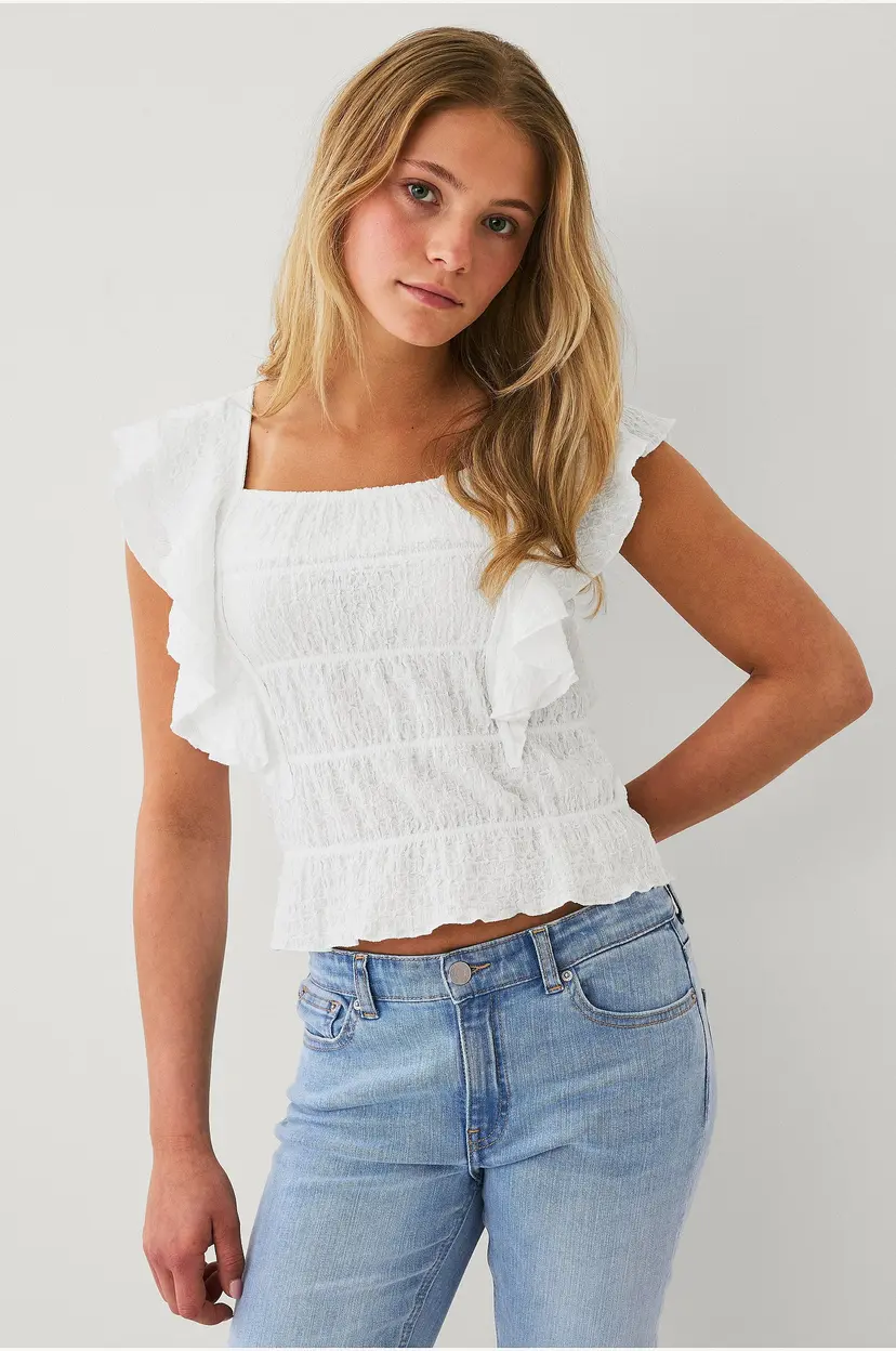 Ellos Collection Topp med volanger - Hvit
