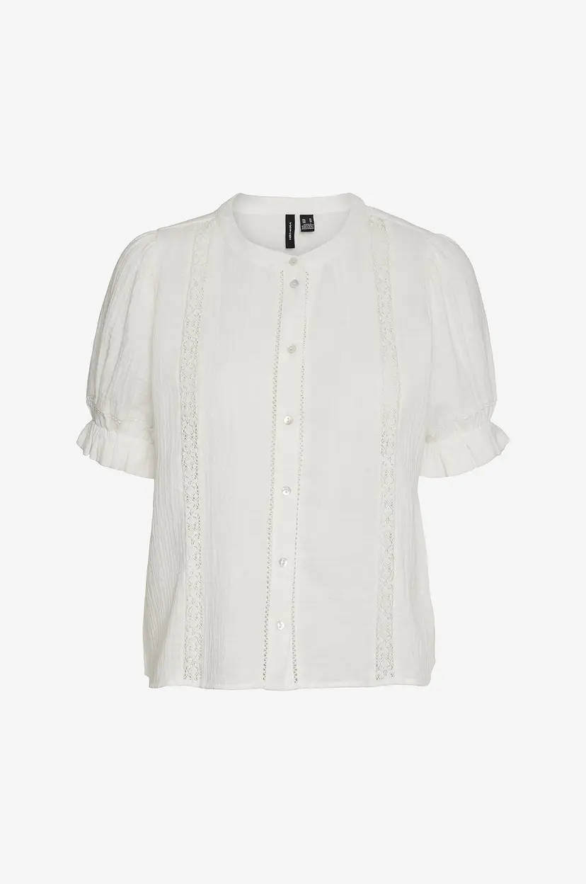 Vero Moda Bluse vmNatali 2/4 Lace Short Top Wvn - Hvit