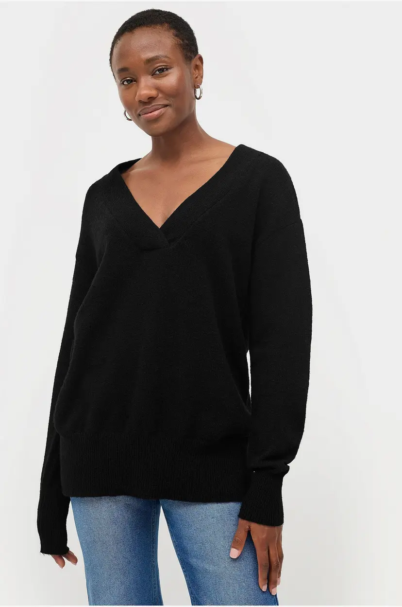 Ellos Collection Genseren i lengre modell med v-hals - Svart