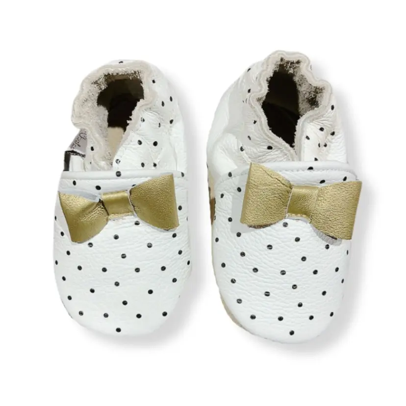 Rose et Chocolat Rose et Chocolat - Tøfler i Skinn Dots Bow