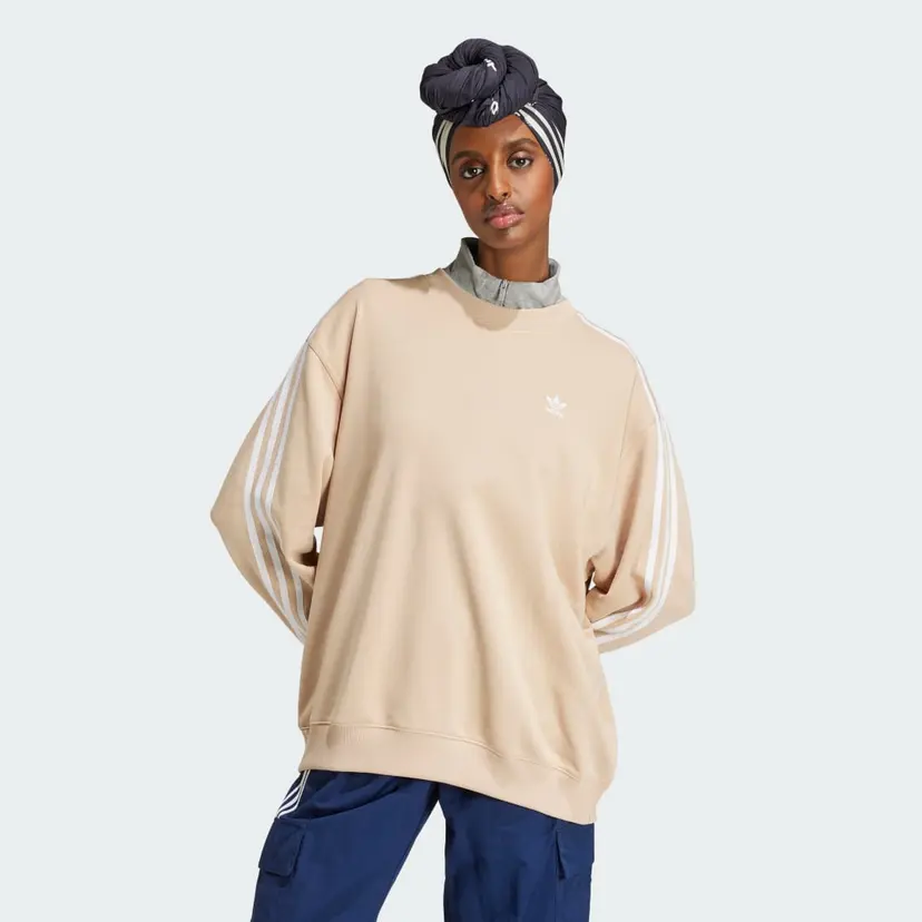 Adidas 3-Stripes Oversized Crew Genser