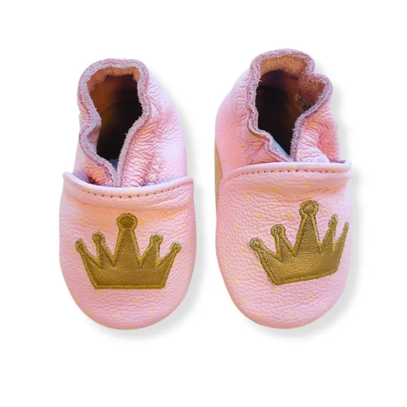 Rose et Chocolat Rose et Chocolat - Tøfler i Skinn Princess Crown Gold Pink