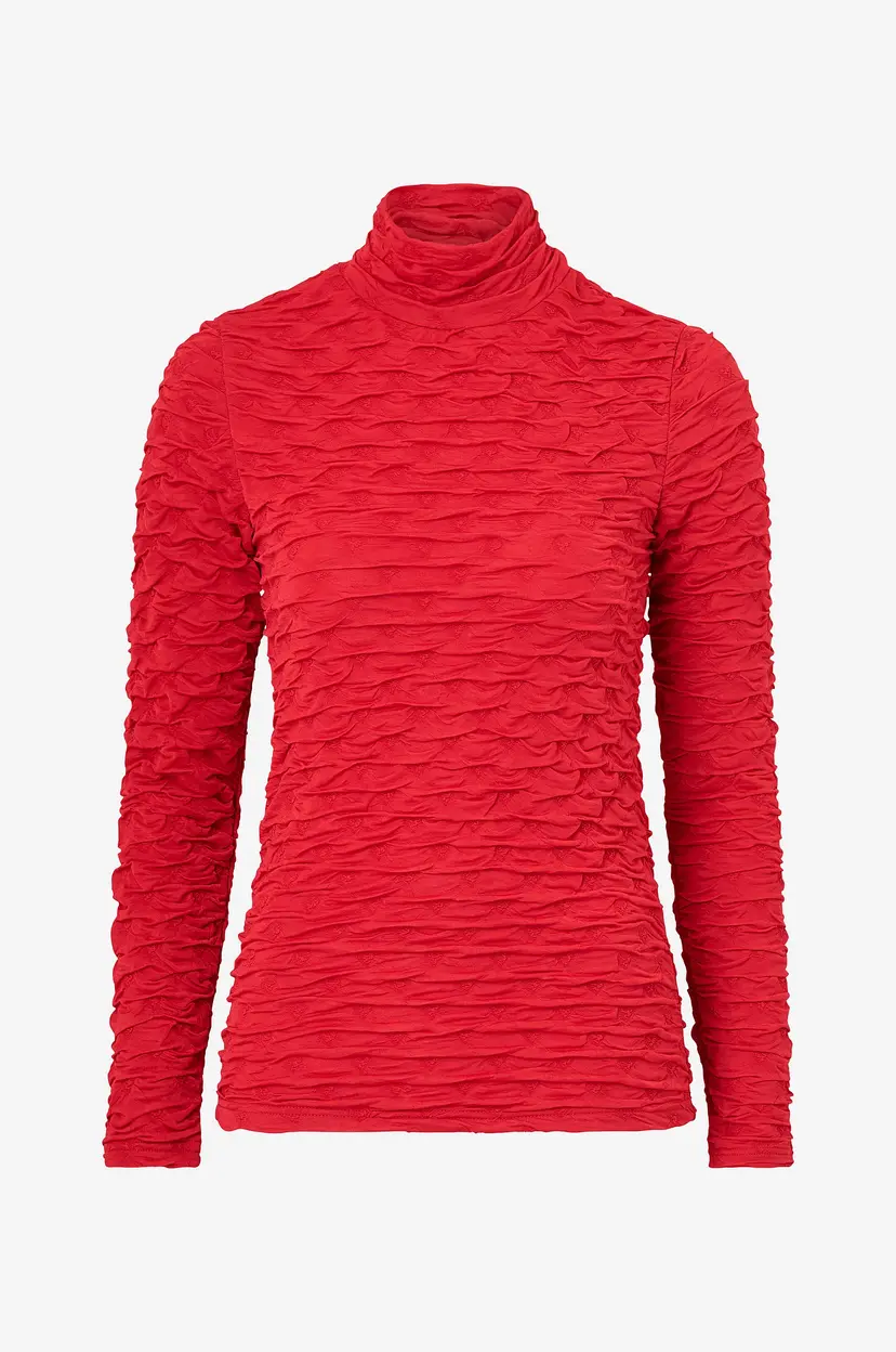 Selected Women Topp slfNancy LS Roll Neck Top - Rød