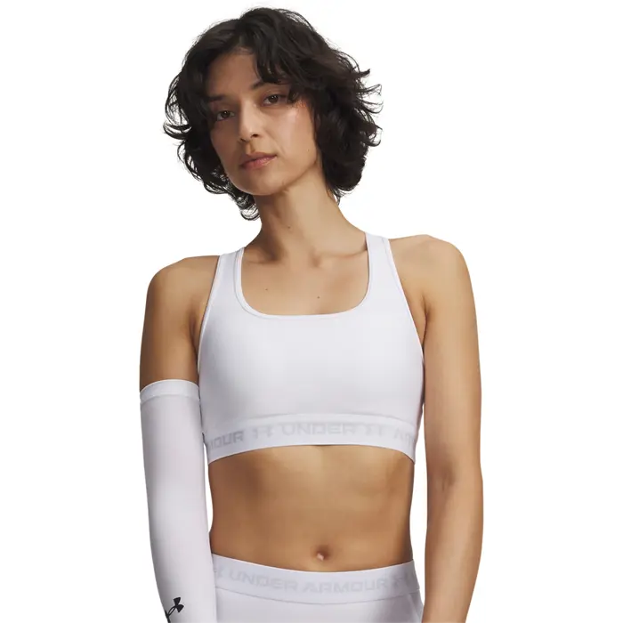 Under Armour UA Crossback Mid Bra, White/Halo Gray