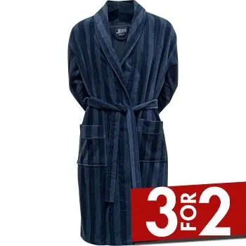JBS of Denmark JBS Velour Bath Robe Mørkblå bomull Medium Herre