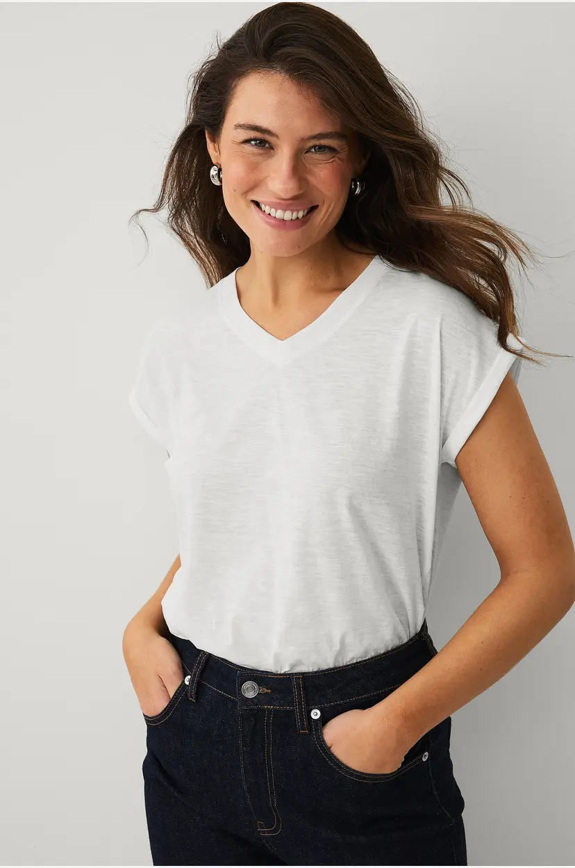 Ellos Collection Topp med v-hals - Hvit