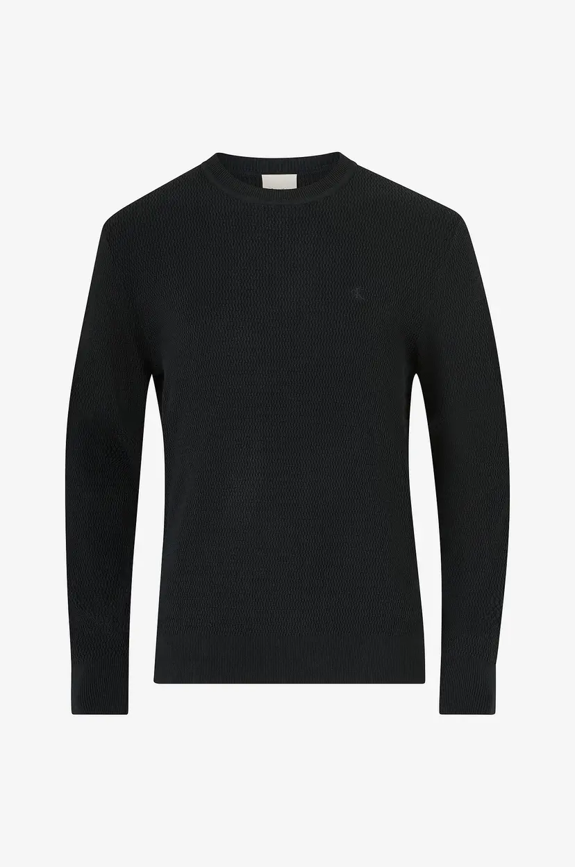 Calvin Klein Pullover LS Texture Cttn Crewnk 1 - Svart