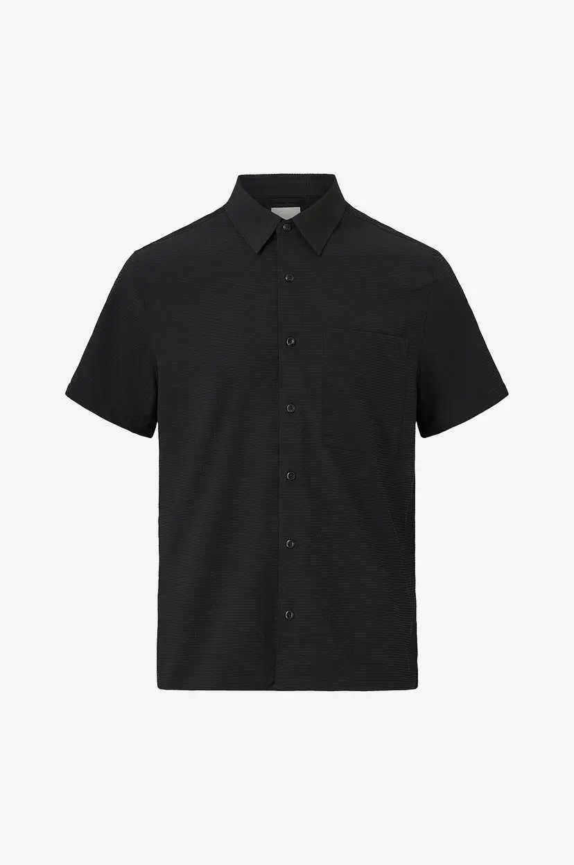 Calvin Klein Skjorte SS Solid Seersucker Classic Shirt - Svart