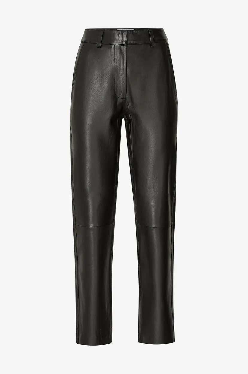 Selected Women Skinnbukser slfMarie MW Leather Pants W - Svart