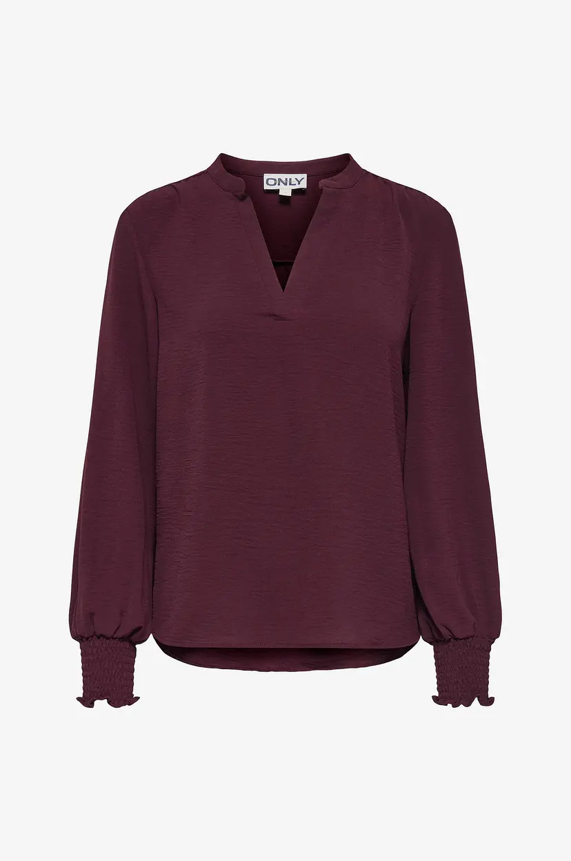 ONLY Bluse onlMette V-neck Smock Top Wvn - Rød
