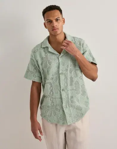 Oas OAS Cuba Crochet Shirt Mønstrete skjorter Grønn