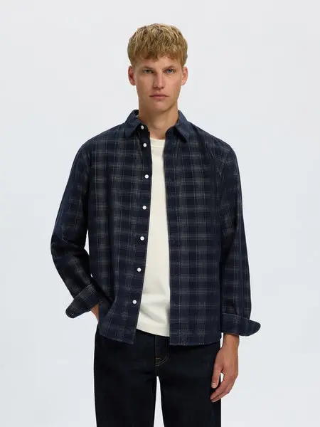SELECTED Slmregclaus Cord YD Check LS Shirt