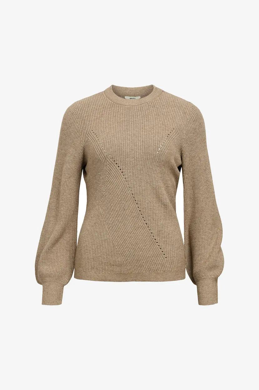 Object Collectors Item Genser objDitte RE L/s Knit Pullover - Brun