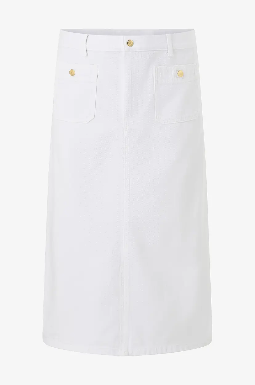 Tommy Hilfiger Curve Denim skjørt Crv Dnm White Midi Str Skirt HW - Hvit