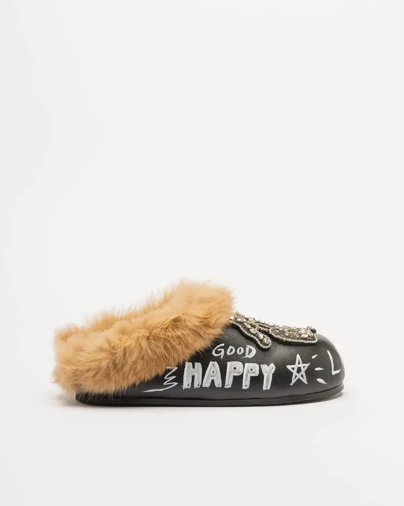 Nan-Ku Couture Nan-Ku Couture EFS-09P Black Slide sandals