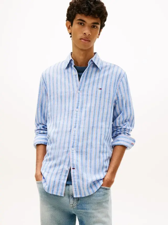 Tommy Jeans TJM REG LINEN MX STRP SHIRT EXT