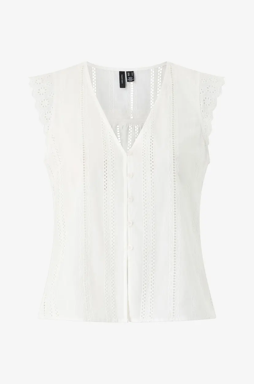 Vero Moda Bluse vmBell Emb SL Wvn - Hvit