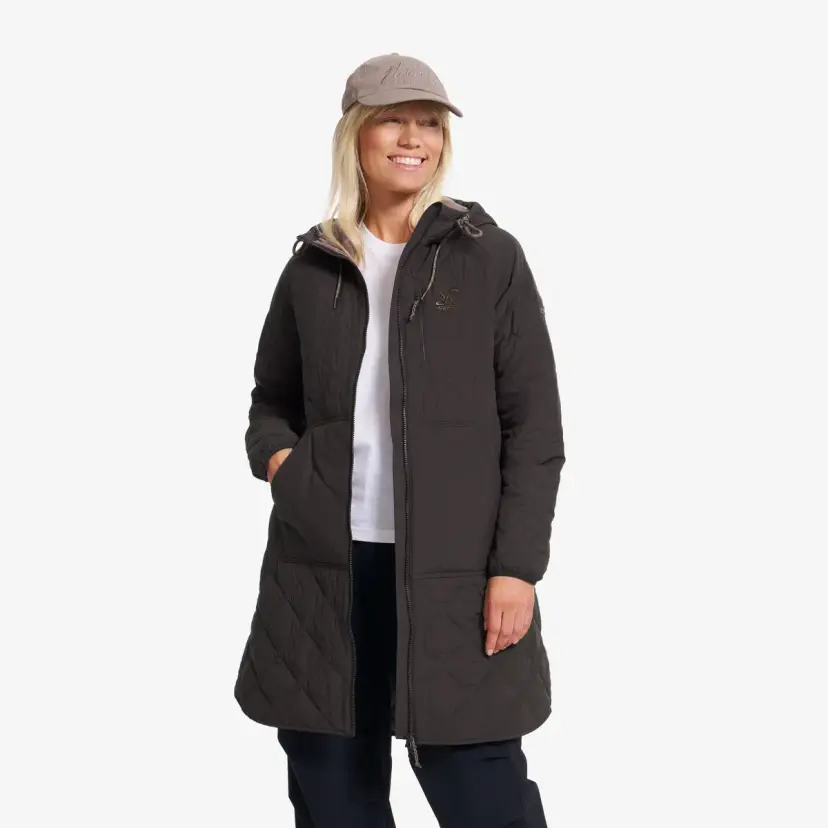 RevolutionRace Tapa Long Quilt Jacket Dame Espresso