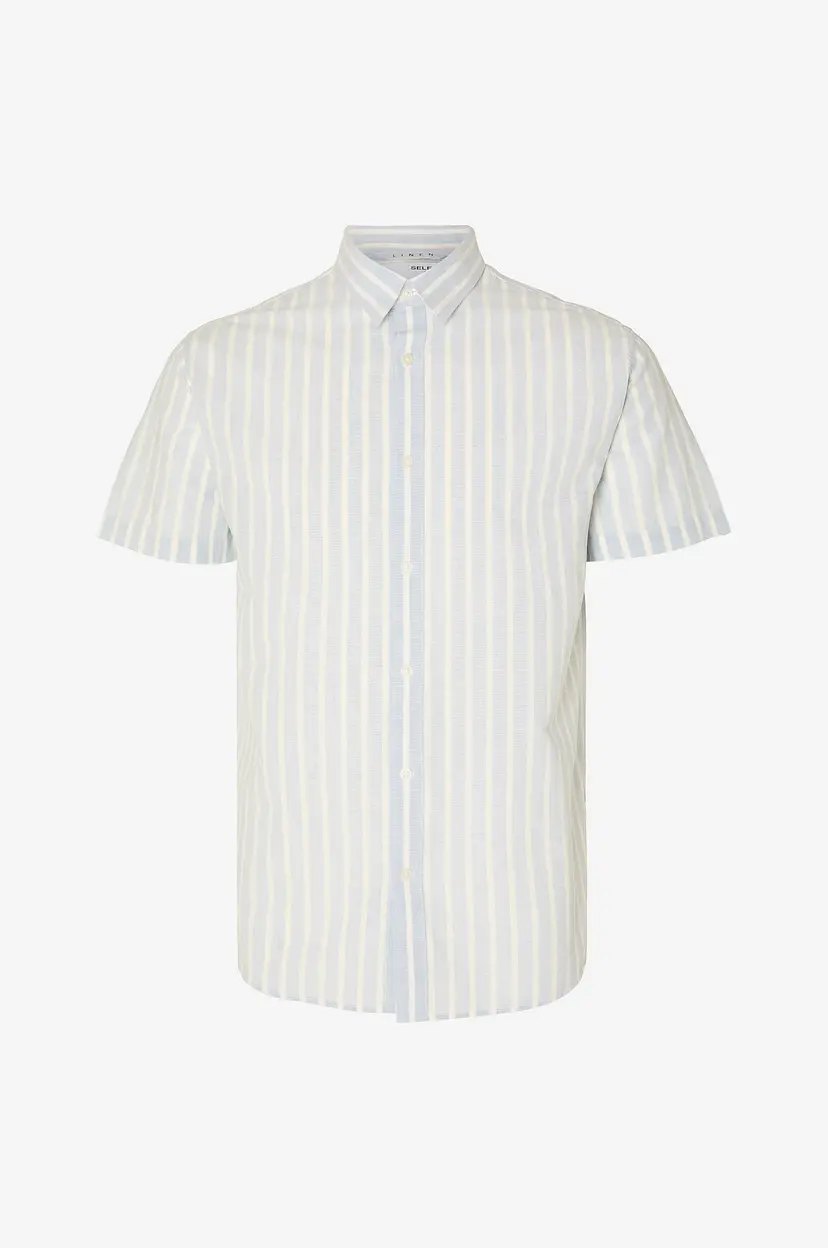 Selected Men Skjorte slhRegnew-linen Shirt SS Classic - Blå