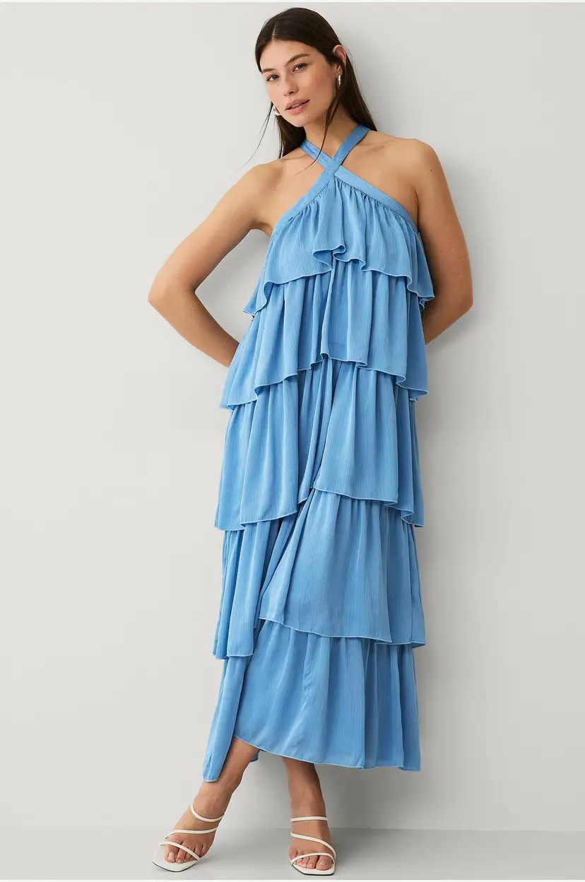 Vila Maxikjole viFiluka H/N S/L Ankle Dress - Blå