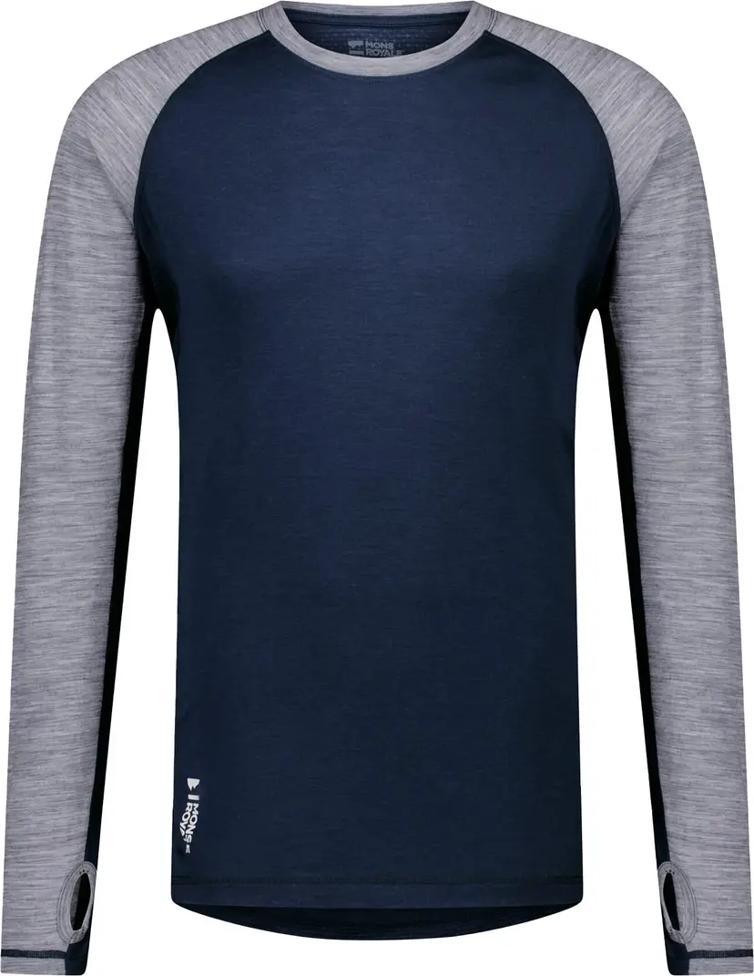 Mons Royale Mons Royale Men's Temple Tech LS Grey Heather/midnight
