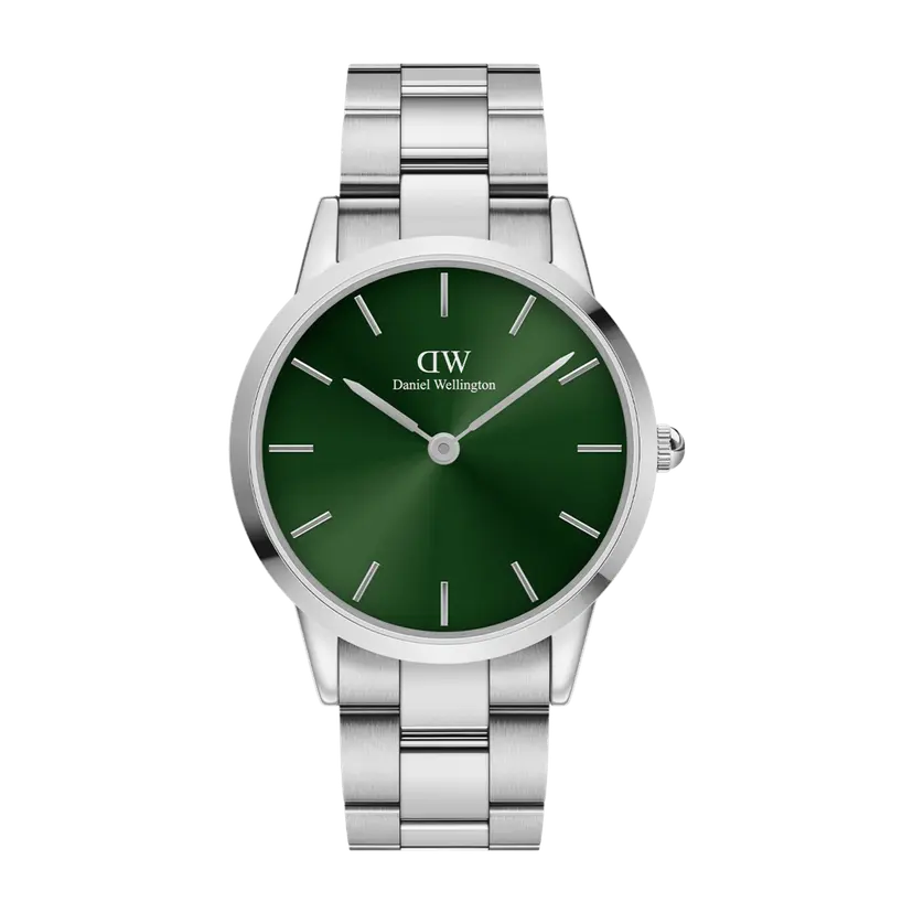 Daniel Wellington Silver 40mm Watch Iconic Link Emerald Green | DW