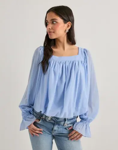 Vero Moda Vero Moda - Blå - Vmtilly Ls Square Neck Top Jrs Ga
