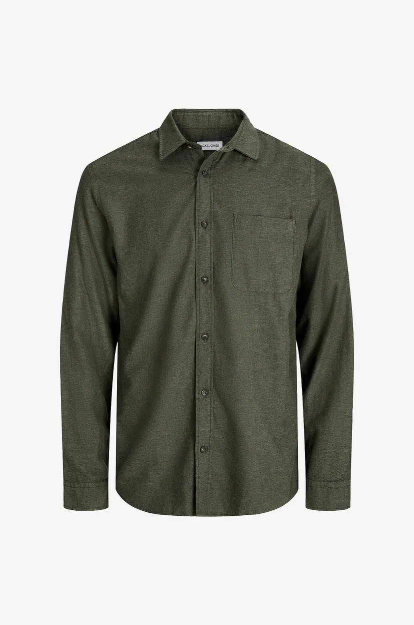 Jack & Jones Plus Skjorte jjeClassic Melange L/S SN Pls - Grønn