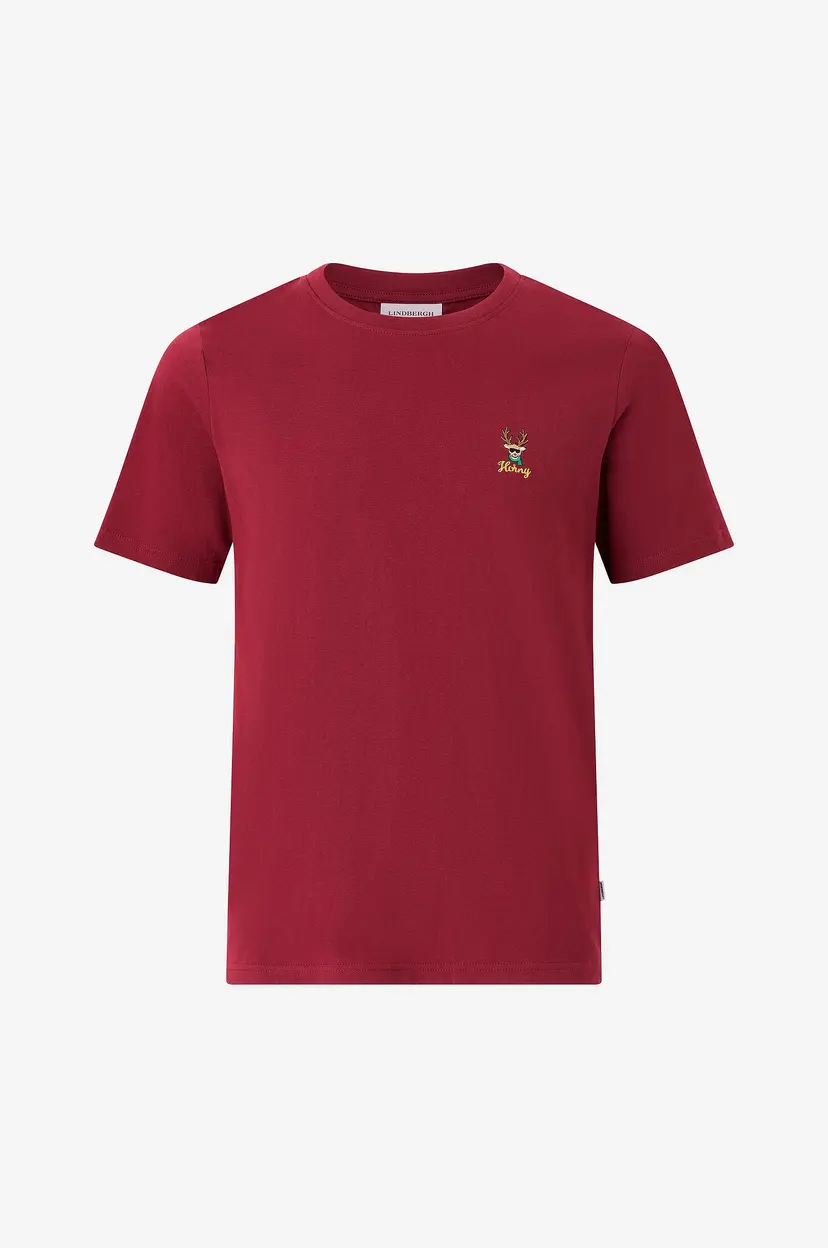 Lindbergh T-skjorte Christmas Embroidery S/S - Rød