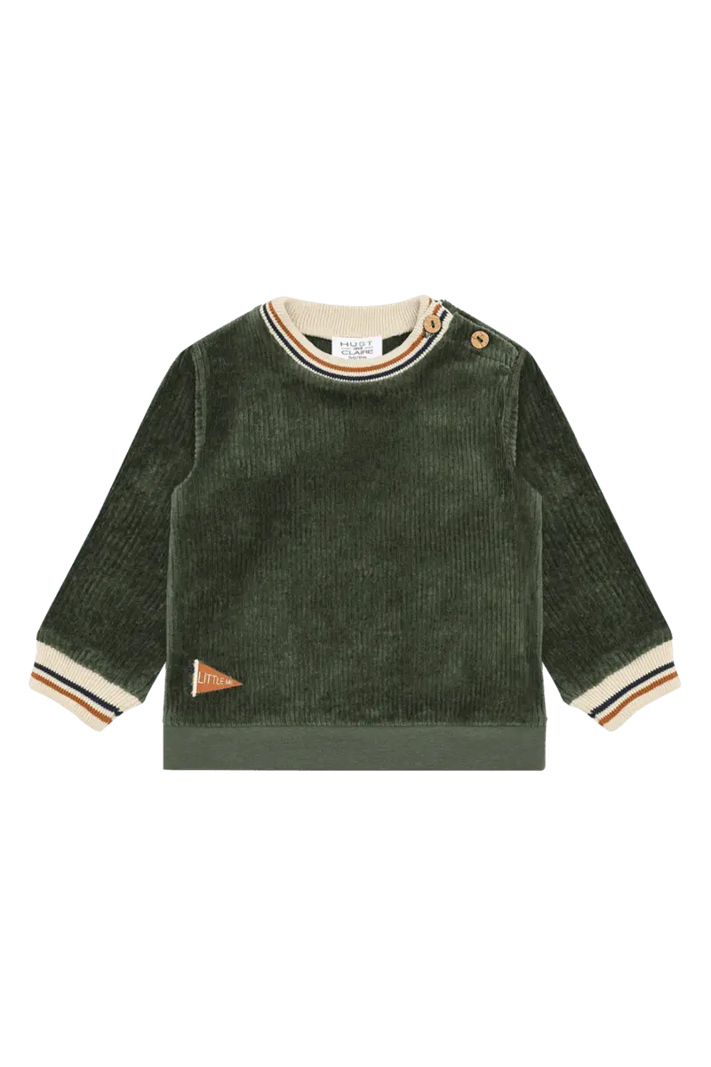 Hust and Claire Hust and Claire Sofus Ribbed velour Genser  Deep Ivy (80 / 1 år)