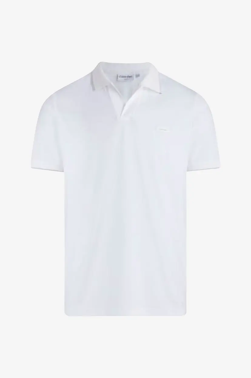 Calvin Klein T-skjorte Smooth Cotton Open Placket Polo - Hvit