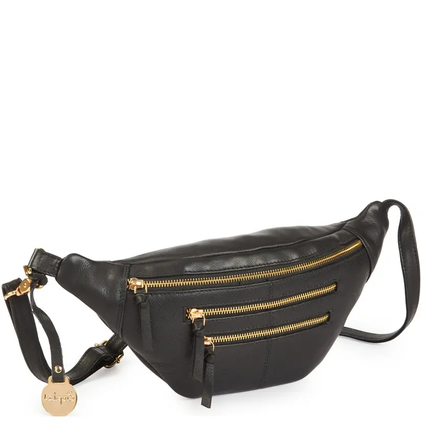 Octopus Denmark Style Cinta i sort med lynlåse i guld. Flot kombineret bumbag / bæltetaske kreeret af smukt læder